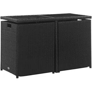 vidaXL 3-tlg. Garten-Essgruppe mit Auflagen Poly Rattan Schwarz - Schwarz