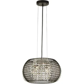 Zeitgenössischer Kronleuchter Käfig Stahl Schwarz Transparentes Glas 4 Lichter G9 - Schwarz