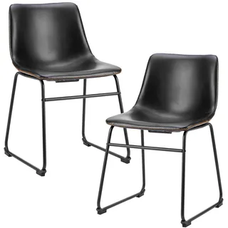 Sweetcrispy Moderner Stil Barstuhl mit Sitzkissen Aus Pu-Leder Und Metallbein Küchenhocker, Geeignet, Küche und Das Wohnzimmer (Schwarz), 2 bar stools 45 cm high