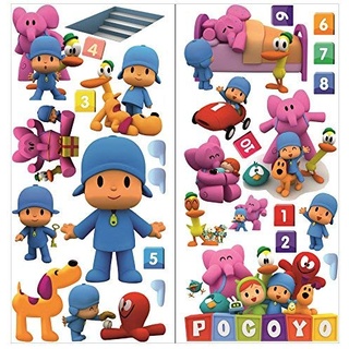 Pocoyo Wandsticker für Schlafzimmer Jungen und Mädchen Wandbild Wandtattoo Kunsttapete Aufkleber für Kinderzimmer Wandkunst Spielzimmer 70cm x 35cm x 2 Blatt