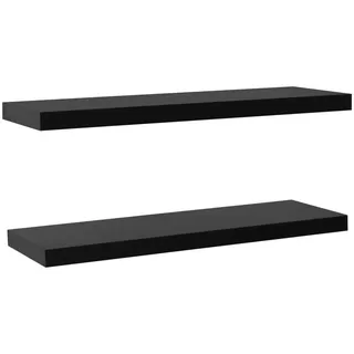vidaXL Wandboardset 2-teilig 120/20/3,8 cm aus MDF Schwarz , Holzwerkstoff , Strukturbuche , Rechteckig , 120x3.8x20 cm , Wohnzimmer, Regale, Wandboards
