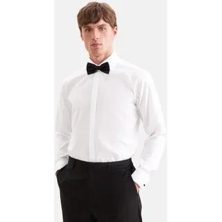 Smokinghemd SEIDENSTICKER "Schwarze Rose", Herren, Gr. 3XL (47), normale Ärmellängen, weiß, 100% Baumwolle, unifarben, regular fit, Doppelmanschette, Hemden Smokinghemd, Gala Uni