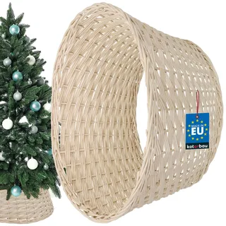 KOTARBAU® Weihnachtsbaum Rock aus Weide Ø 55 cm Gebleicht Christbaumständer aus Rattan Natur Weihnachtsbaumkorb, Weihnachtsbaumständer - Weiß