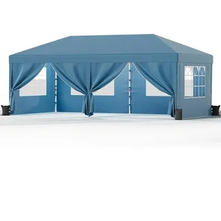 JUMMICO Pavillon 3x6 Wasserdicht Stabil Winterfest Höhe Verstellbar,Faltpavillon mit 6 Seitenwänden,Pavillion UV Schutz 50+,Gartenpavillon Faltzelt für Garten, Innenhof, Camping,Gazebo Blue