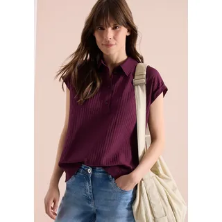 Kurzarmbluse CECIL, Damen, Gr. XXL (46), lila (sweet grape rot), Web, Obermaterial: 76% Viskose, 24% Polyamid, unifarben, regular fit normal, ohne Ausschnitt, Blusen Kurzarmbluse, mit dekorativer Knopfleiste