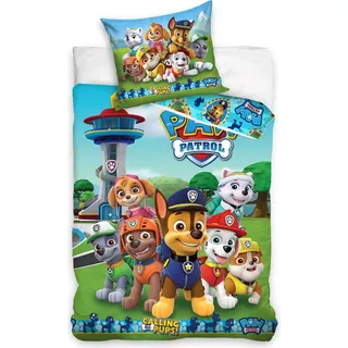 termana Paw Patrol Bettwäsche 80x80 · Kinderbettwäsche für Mädchen und Jungen · 2 teilig · 1 Kissenbezug 80x80 + 1 Bettbezug 135x200 cm