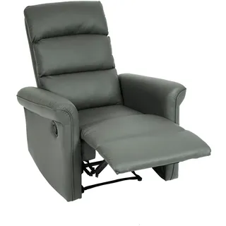 Mendler Relaxsessel Sessel Liegesessel, Liegefunktion verstellbar Kunstleder ~ grau