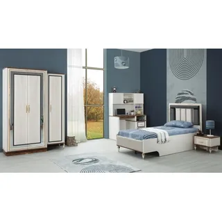 Komplette Jugendbett Kindermöbel Kinderbett Weiß Holz Set 4tlg Modern
