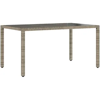 vidaXL Gartentisch mit Glasplatte Grau 150x90x75 cm Poly Rattan - Grau