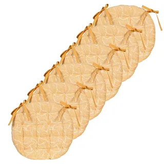 Atout Ciel Stuhlkissen, rund, zweifarbig, Durchmesser 40 cm, Gelb, Bedruckt, einfarbig, 6 Stück