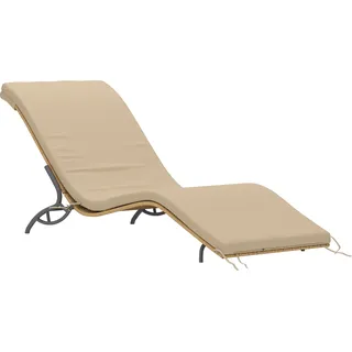 Outsunny Sonnenliege Polyrattan Gartenliege mit Kissen, wetterfest Liege 120 kg - Beige