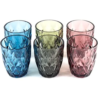 Hanseküche Trinkgläser Set 6x 250 ml | Hochwertige bunte Gläser | Wassergläser Trinkgläser Saftgläser Drinkgläser Küchengläser bunt | spülmaschinenfest aus Glas Wasserglas mehrfarbig,trinkglas,Design