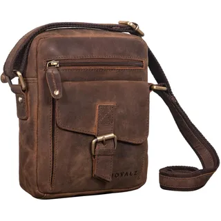 ROYALZ 'Knoxville' kleine Ledertasche Herren Vintage Männer Umhängetasche Mini Messenger Bag Schultertasche klein, Farbe:Nevada braun