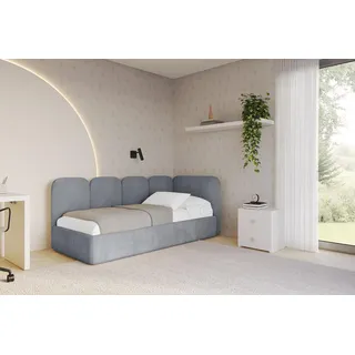 altdecor Einzelbett VELY 90 x 200 cm Textil grau