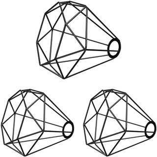 ledscom.de 3 Stück Käfig-Lampenschirm, schwarz, 200mm Ø