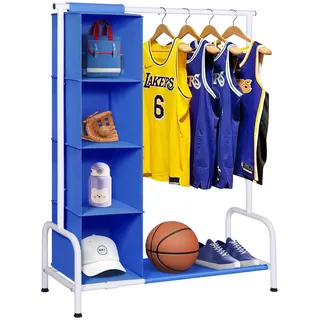 Univivi Kleiderständer Kinder, Kleiner Baby Kleiderstange Strapazierfähige Kleiderständer Stabil mit Gestell für Mäntel, Röcke, Kostüme Kleiderschrank Offen für Mädchen, Jungen & Kinderzimmer-Blue