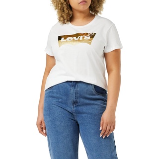 Levi's The Perfect Tee T-Shirt,Logo Gold Powder Print White,S