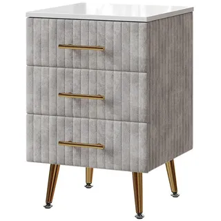 Vicco Nachttisch Velia Grau 41 x 62 cm mit 3 Schubladen , Holzwerkstoff , Rechteckig , 41x62x40.5 cm , Schlafzimmer, Nachtkästchen