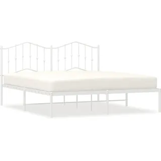 vidaXL Bettgestell mit Kopfteil Metall Weiß 180x200 cm - Weiß