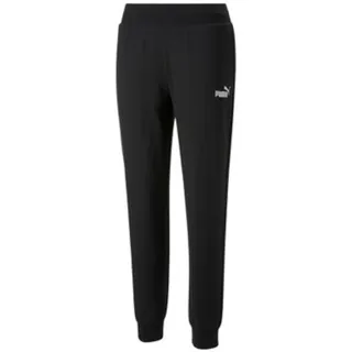 Puma Damen ESS Pants FL Strickhose, Black-Silver Metallic M