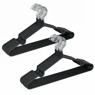 Amber Home Robuste Kleiderbügel, Metall, 20 Stück, strapazierfähig, für Hemden, Röcke, Jacken mit Rutschfester schwarzer Gummibeschichtung, ohne zu kleben, mit runden Kerben, 20 Stück