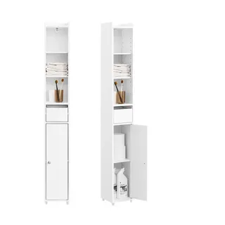 SoBuy Hochschrank, Weiß, Holzwerkstoff, 20x145x20 cm, Badezimmer, Badezimmerschränke, Hochschränke