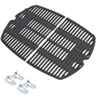 GFTIME 27,3 x 38,8cm Grillrost Gusseisen 7645 für Weber Q200, Q220, Q260, Q2000, Q2200, Q2400 Series Gasgrills, Grillrost Gusseisen Ersatzteile Zubehör for Weber 7645, 65811, 2 Stück