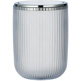 WENKO Schwingdeckeleimer Agropoli S Transparent, 2 Liter, Badezimmer-Mülleimer mit Deckel, Abfalleimer aus hochwertigem Kunststoff mit plastischer Formgebung und gefrosteter Oberfläche, Ø 14,5 x 20 cm
