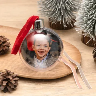 Wanapix | Weihnachtskugel mit Foto und Texte | Christbaumkugeln Personalisierte | Weihnachtsdekoration (Transparenter, 100% Personalisiert)