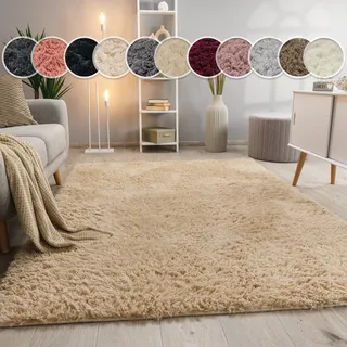 Paco Home Hochflor-Teppich »Silky 591« rechteckig 37 mm Höhe Uni-Farben, besonders weich und kuschelig, beige