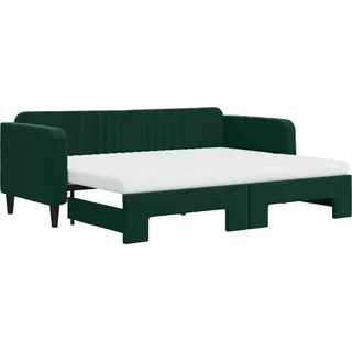 vidaXL Tagesbett Ausziehbar mit Matratzen Dunkelgrün 80x200 cm Samt - Grün