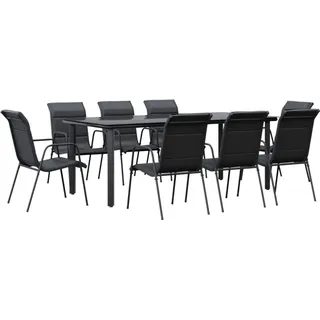 vidaXL Garten-Essgruppe 9-tlg. Schwarz