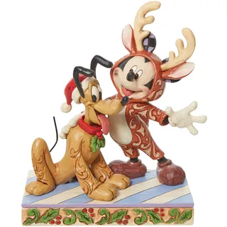 Jim Shore Enesco Disney Traditions 6013059 Mickey Rentier mit Pluto Santa Figur, 15,9 cm