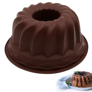 Gugelhupfform Groß, Ø 24 cm, Silikon Gugelhupf Backform, Leicht zu Reinigen, Kugelhupf Backform, Antihaft, Temperaturbeständig, Marmorkuchenform, für Gugelhupf, Marmor- & Rührkuchen, Dunkelbraun