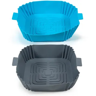 Silikonform für Heißluftfritteuse 2PCS wiederverwendbare Backformen für quadratische Heißluftfritteusen 3–4,75 L Airfryer Zubehör mit hitzebeständigem Silikon für gleichmäßiges Garen und Backen