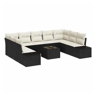 vidaXL Gartensofa-set mit Kissen Braunes Poly Rattan