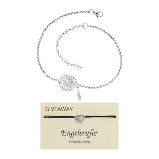 Engelsrufer Set Fußkettchen Traumfänger für Damen aus Edelstahl, Karabinerverschluss inkl. Armband Herzflügel aus Edelstahl, Größenverstellbar, SET ERFS-DREAM + ERJC-HEARTWING