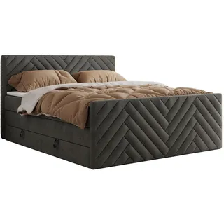 MKS Meble Boxspringbett mit Bettkasten - grau - Dunkelgrau Velvet - Dunkelgrau