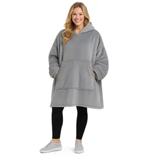 Good Nite Decke mit Ärmeln – Übergroße Sherpa kuscheldecke für Frauen und Männer, Tragbare Warm Decken mit Taschen, Adult Cosy Sweater Hoodie Grau