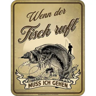Deko Blechschild als Geschenk für Angler - Wenn der Fisch ruft muss ich gehen