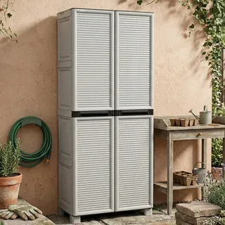 Dmora - Liège Outdoor-Garderobe, Outdoor-Möbel, Mehrzweck-Wäschegarderobe, 100% Made in Italy, Hellgrau, 70 x 39 x 172 cm