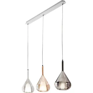 Fabas Luce Hängeleuchte , Grau, Transparent, Bernsteinfarben , Metall, Glas , 200 cm , DIN EN ISO 9001 , höhenverstellbar , Lampen & Leuchten, Leuchtenserien