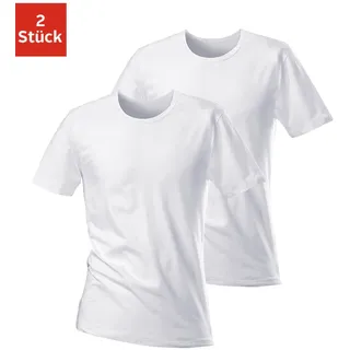 T-Shirt H.I.S, Herren, Gr. XXL, weiß, Jersey, Obermaterial: 95% Baumwolle, 5% Elasthan, unifarben, Basic, bequem, Rundhals, abgesteppte Kante, Shirts T-Shirt, mit Rundhalsausschnitt perfekt als Unterziehshirt, Topseller