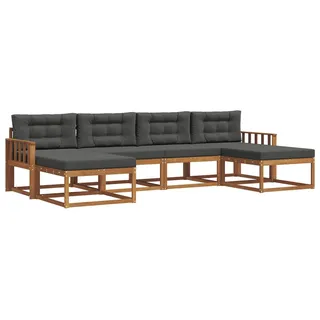 vidaXL Outdoor-Sofagarnitur mit Kissen 6 pcs Natur und Anthrazit - Braun