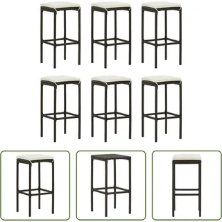 The Living Store Barhocker mit Kissen 6 Stk. Braun Poly Rattan - Braun