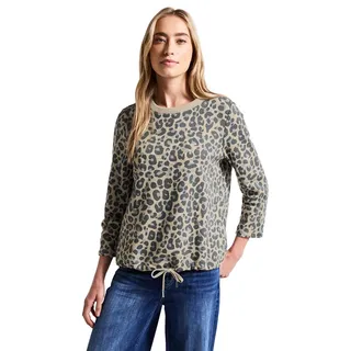 Street One Damen A303274 Sweatshirt mit Leo-Muster, Coastal Beige, 44