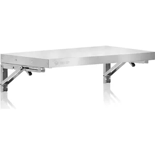 Mahlzeit Edelstahl Wandregal, 60 x 30 cm, Küchenregal, Klappbar, Silber, Edelstahlregal, Wandmontage - Silber