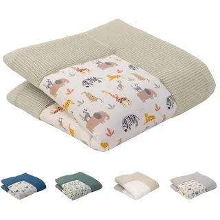 ULLENBOOM Krabbeldecke für Baby 120x120 cm - Dick und weich gepolstert | Außenmaterial: 100% Baumwolle, Alle Materialien OEKO-TEX zertifiziert, Made in EU, Schadstoffgeprüft und waschbar