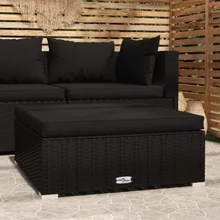Gartenhocker mit Kissen Schwarz 70x70x30 cm Poly Rattan , Gartensofas Design 2024 - Schwarz