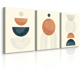 Muralo Leinwandbilder 3-er Set Abstraktion Boho , Textil , Abstrakt, Kunstzeichnung , Rechteckig , 90x40 cm , Bilder & Rahmen, Bilder